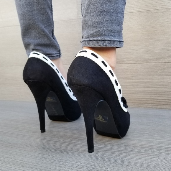 Peep Toe Pin Up Rockabilly Heels Pumps W/ Bow - Picture 5 of 8